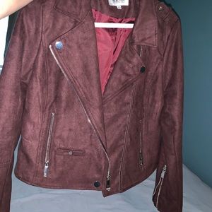 Suade Maroon Biker Jacket